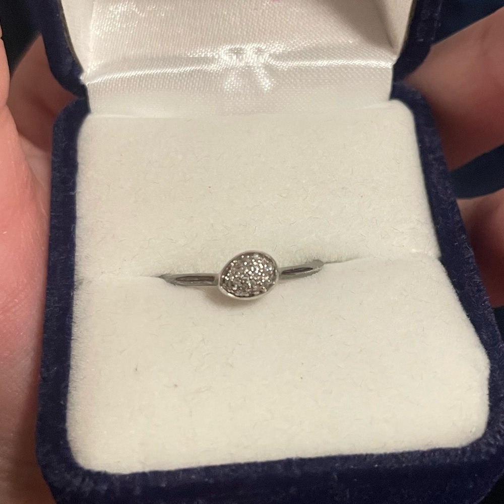 Monica Vinader Nura mini teardrop Diamond stackable ring size “L” - size…